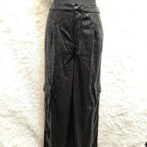 Worthington X Jason Bolden Women's Black Sequin Wide Legs Cargo Pants Size 4